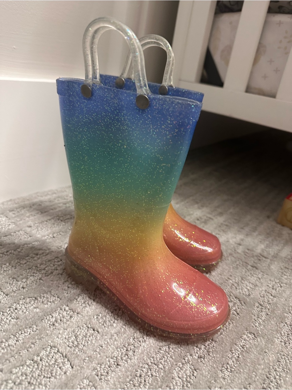 Rainbow Rain Boots Girl Size 7/8 - Picture 2 of 3